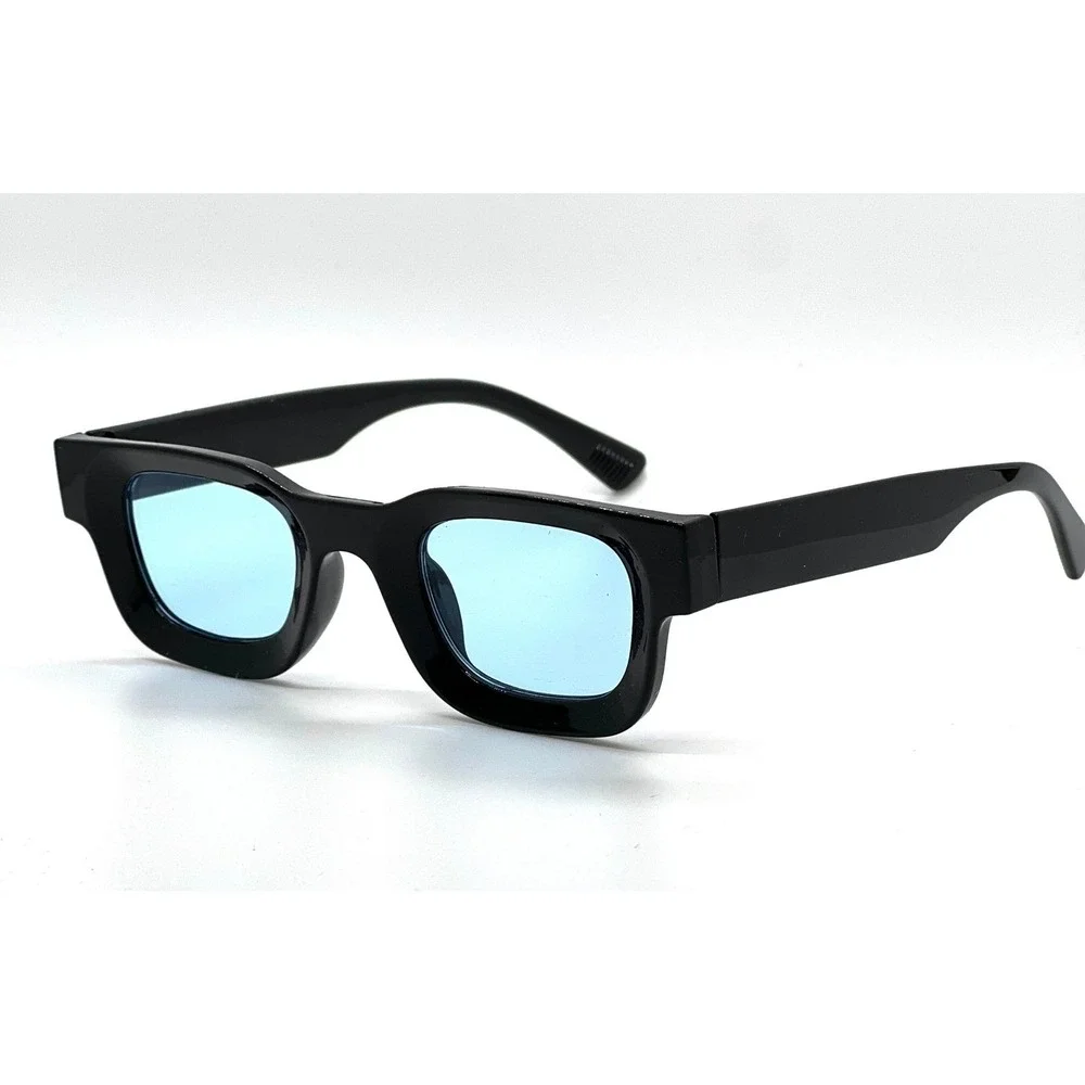 Square Sunglasses Blue Lens Black Frame Mens Fashion Sun Glasses Classic Lentes‎